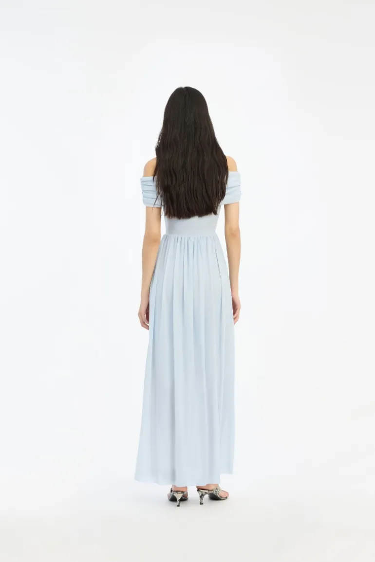 Off-shoulder Maxi Dress Light Blue