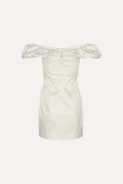 Off-shoulder Mini Dress Creme White