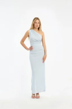 One Shoulder Dress Light Blue