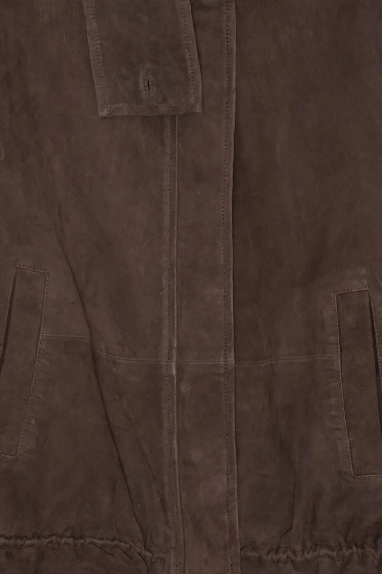 Oversized Leather Jacket Chocolate Brown
