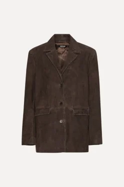 Oversized Suede Blazer Chocolate Brown