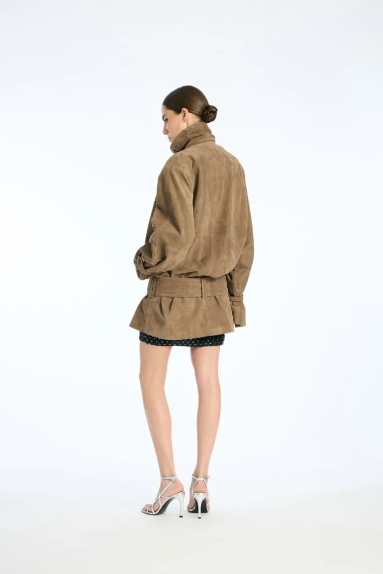 Oversized Suede Jacket Brown