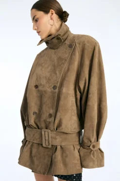 Oversized Suede Jacket Brown