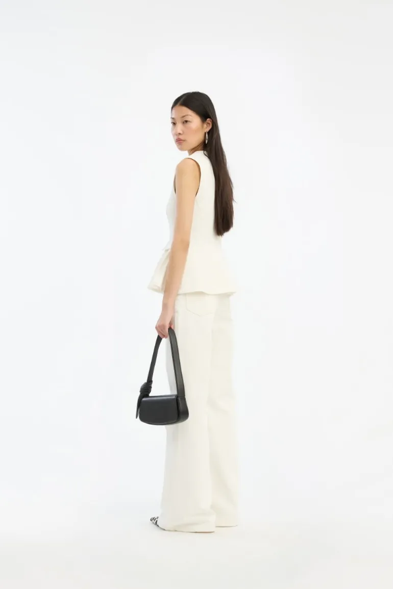 Peplum Denim Top White Denim