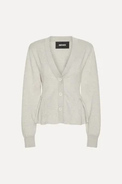 Peplum Knit Cardigan Grey Melange