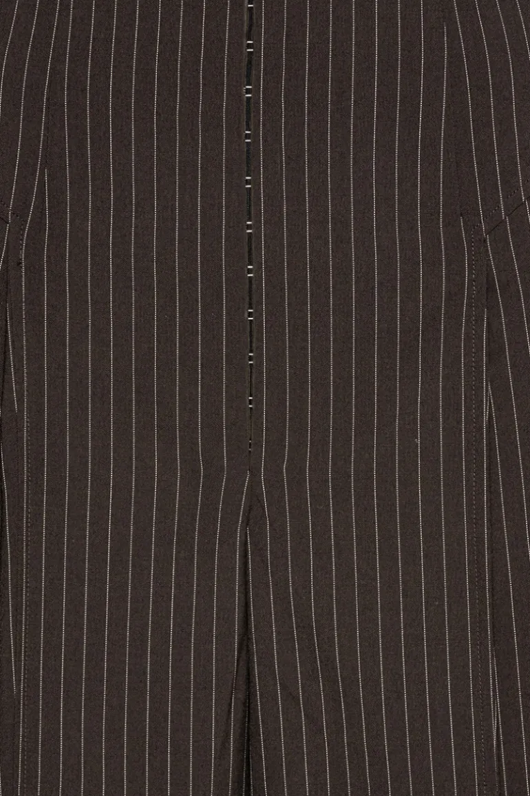 Pinstripe Wide Leg Pants Dark Brown