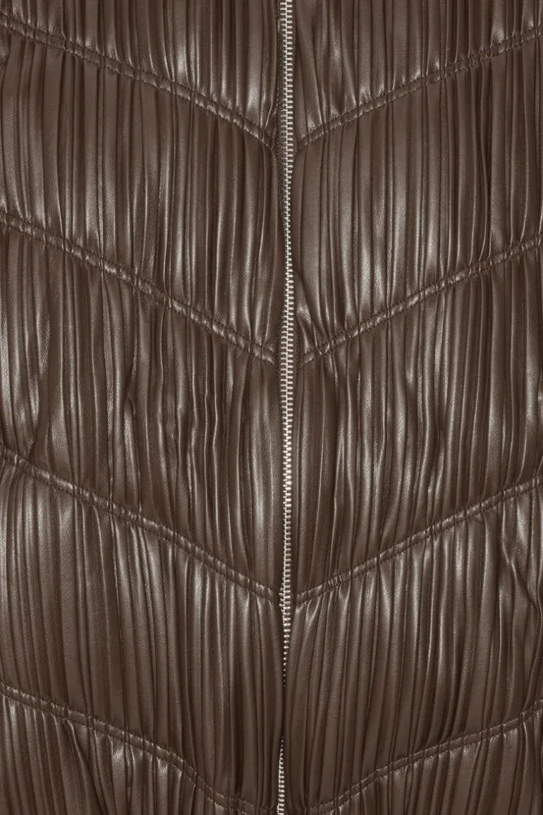 Pleated Bomber Jacket Dark Brown