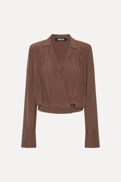 Pleated Ls Top Brown