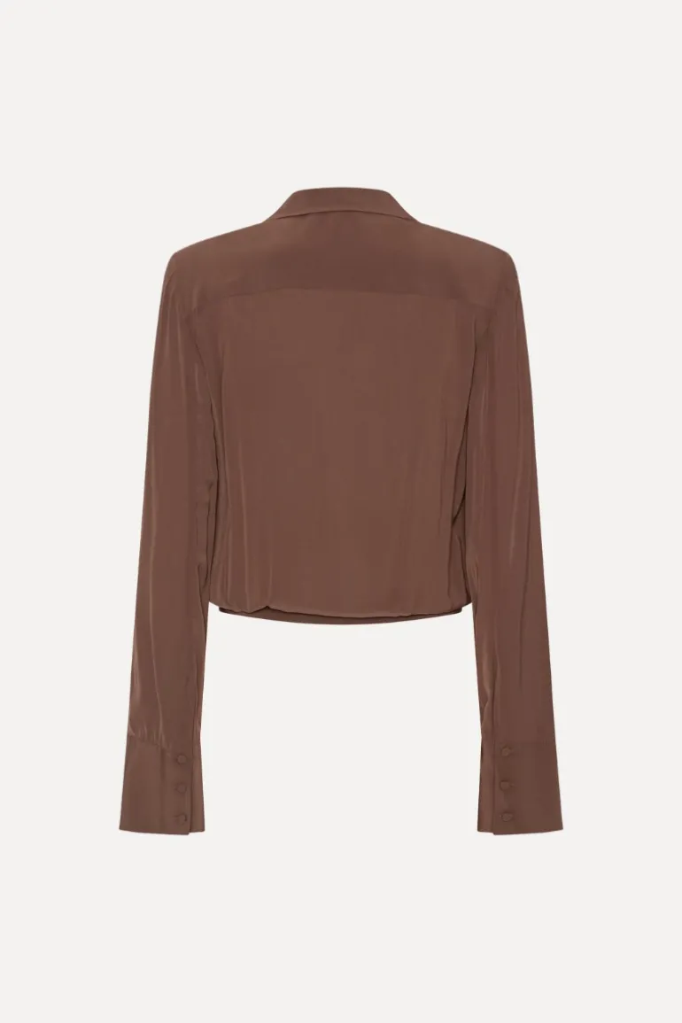 Pleated Ls Top Brown