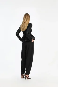 Pleated Tailored Pants Black