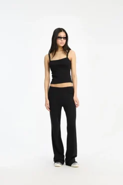 Pointelle Fitted Top Black