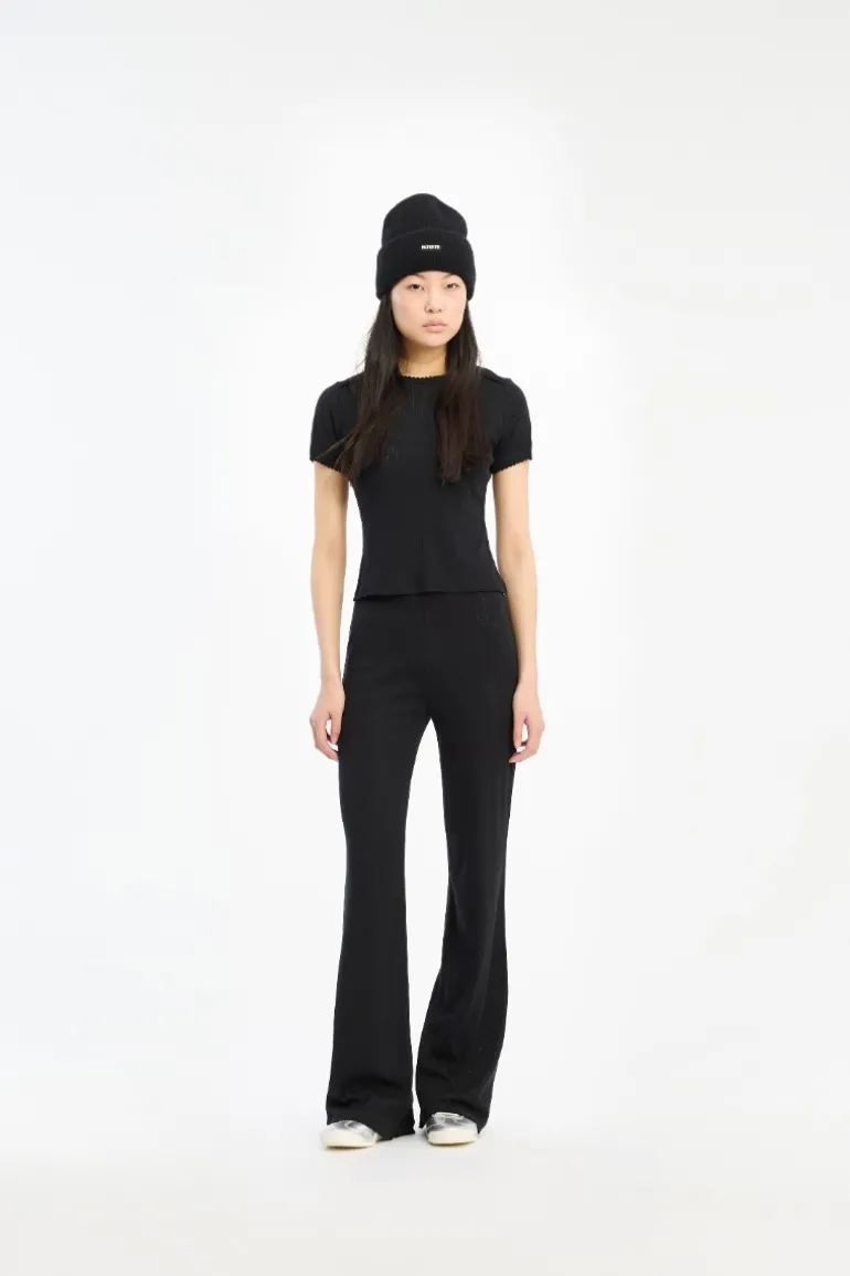 Pointelle Fitted T-shirt Black