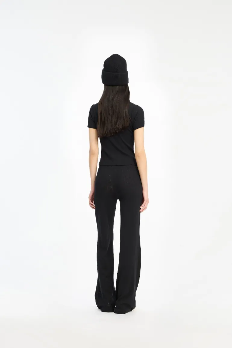 Pointelle Fitted T-shirt Black