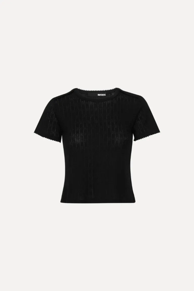 Pointelle Fitted T-shirt Black