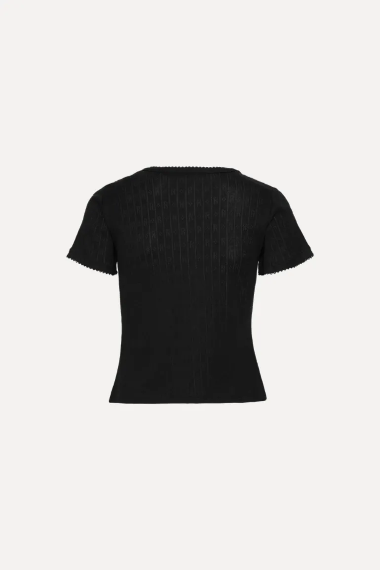 Pointelle Fitted T-shirt Black