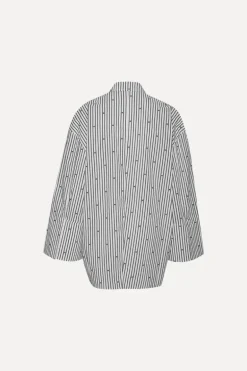 Poplin Oversized Shirt Striped Black