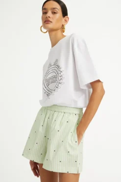 Poplin Shorts Striped Green