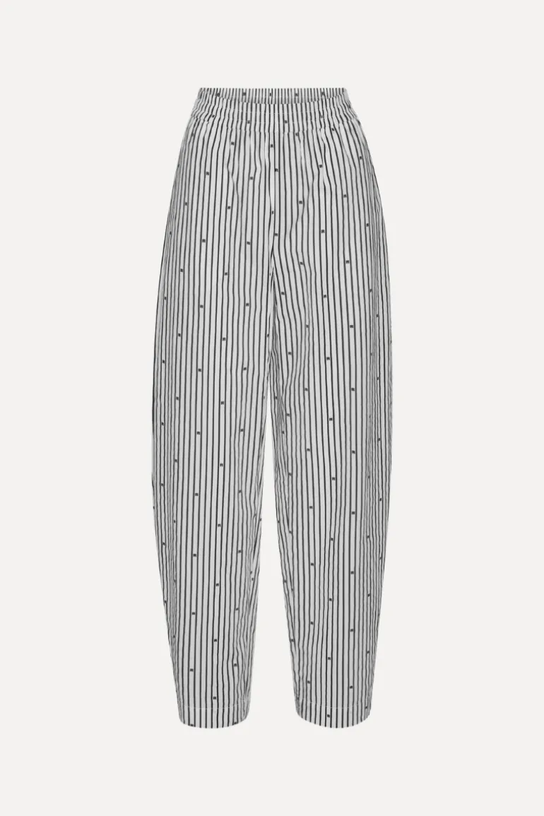 Poplin Tapered Pants Striped Black