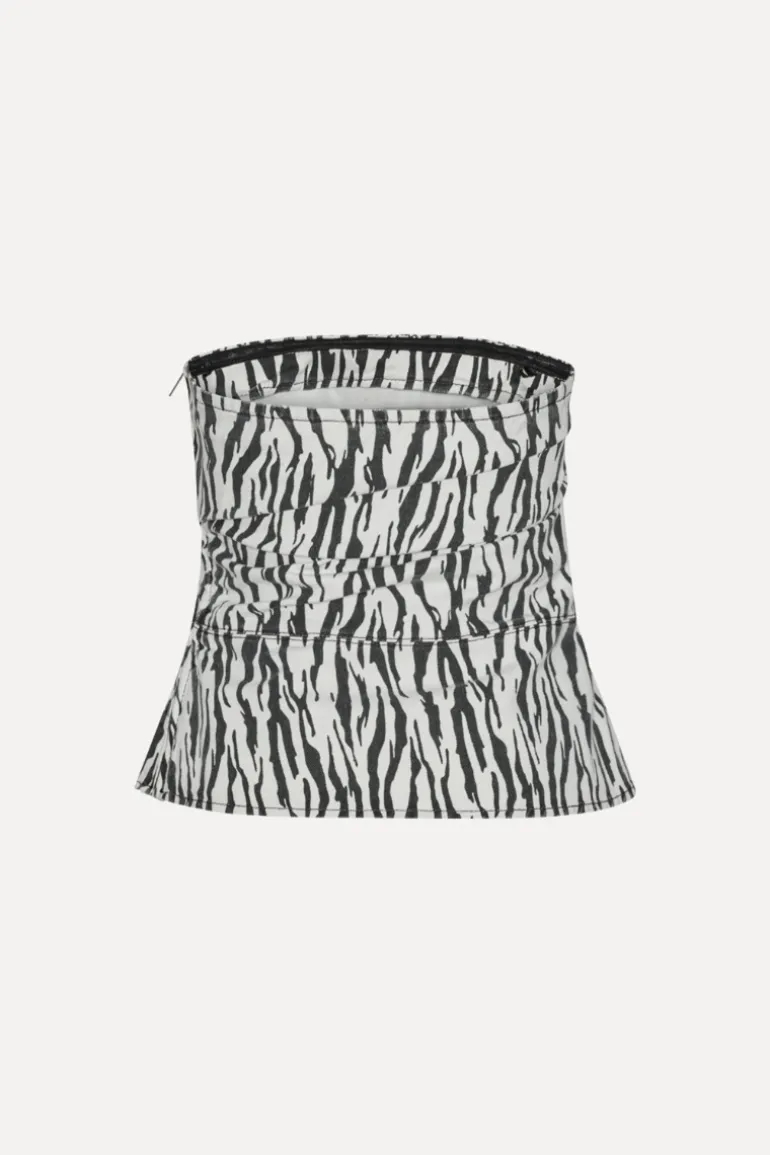 Printed Denim Top Black Print