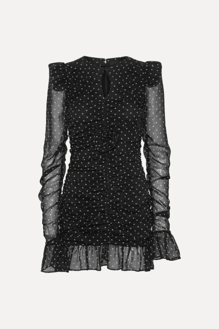 Printed Long-sleeve Dress Black