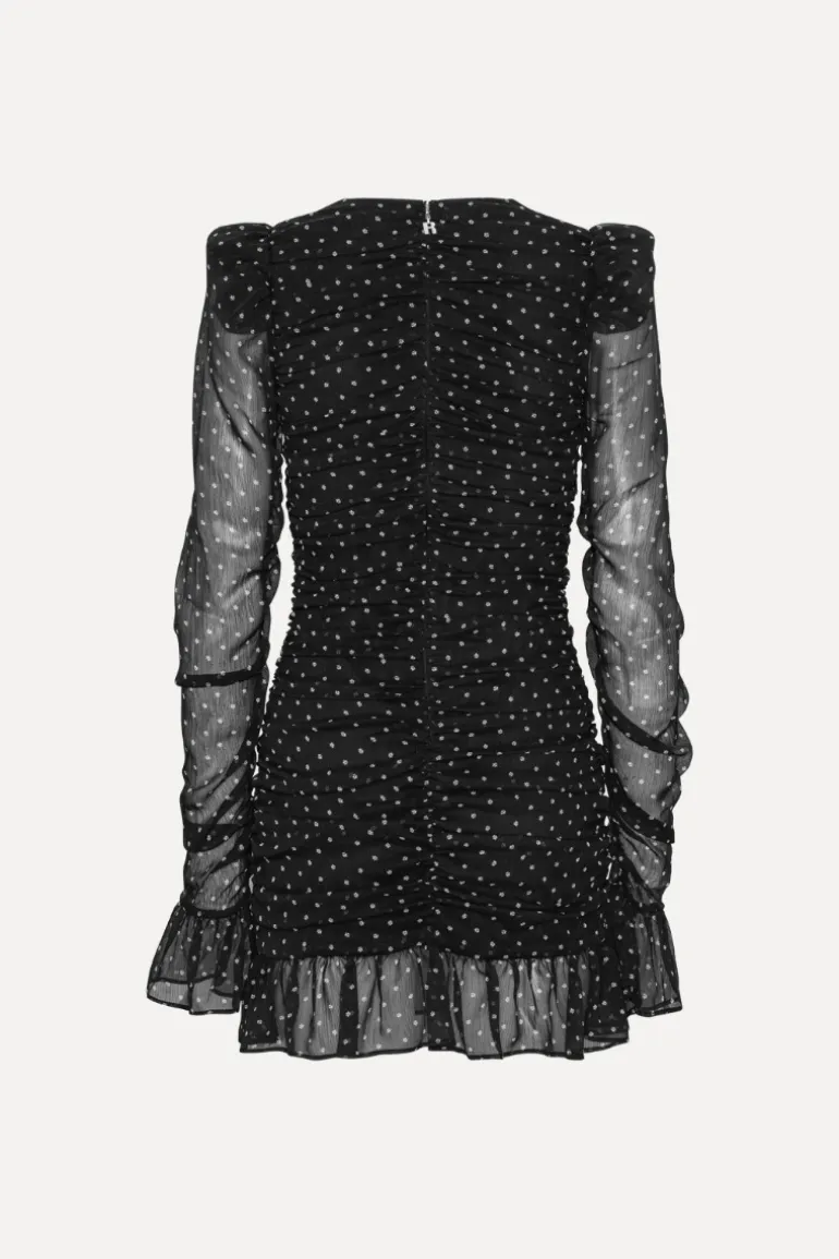 Printed Long-sleeve Dress Black