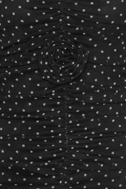 Printed Long-sleeve Dress Black