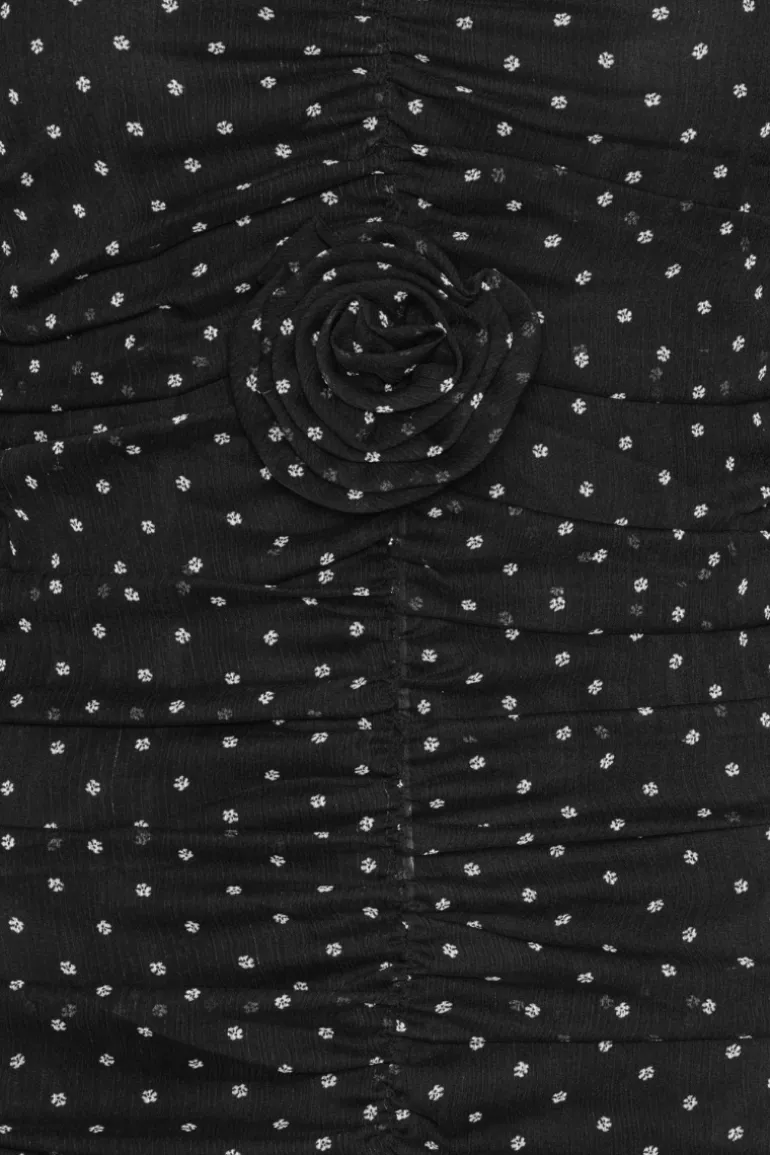 Printed Long-sleeve Dress Black