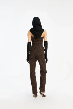 Printed Straight Jeans Brown