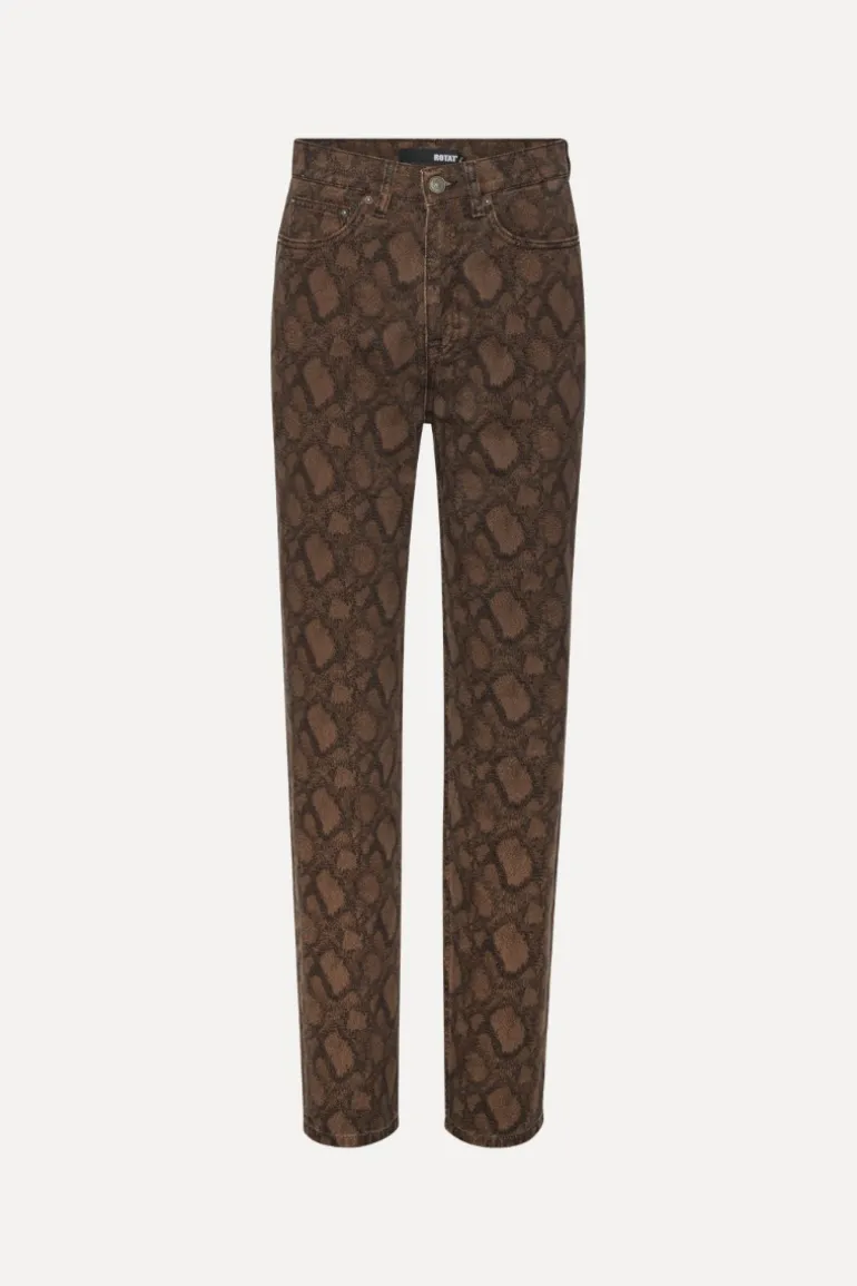 Printed Straight Jeans Brown