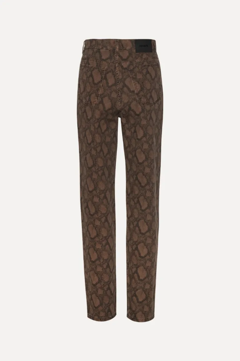 Printed Straight Jeans Brown