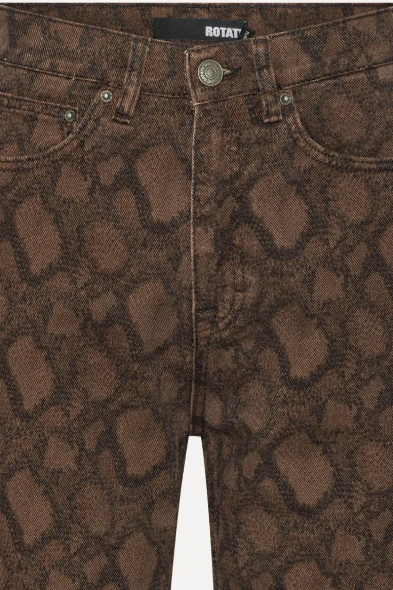Printed Straight Jeans Brown