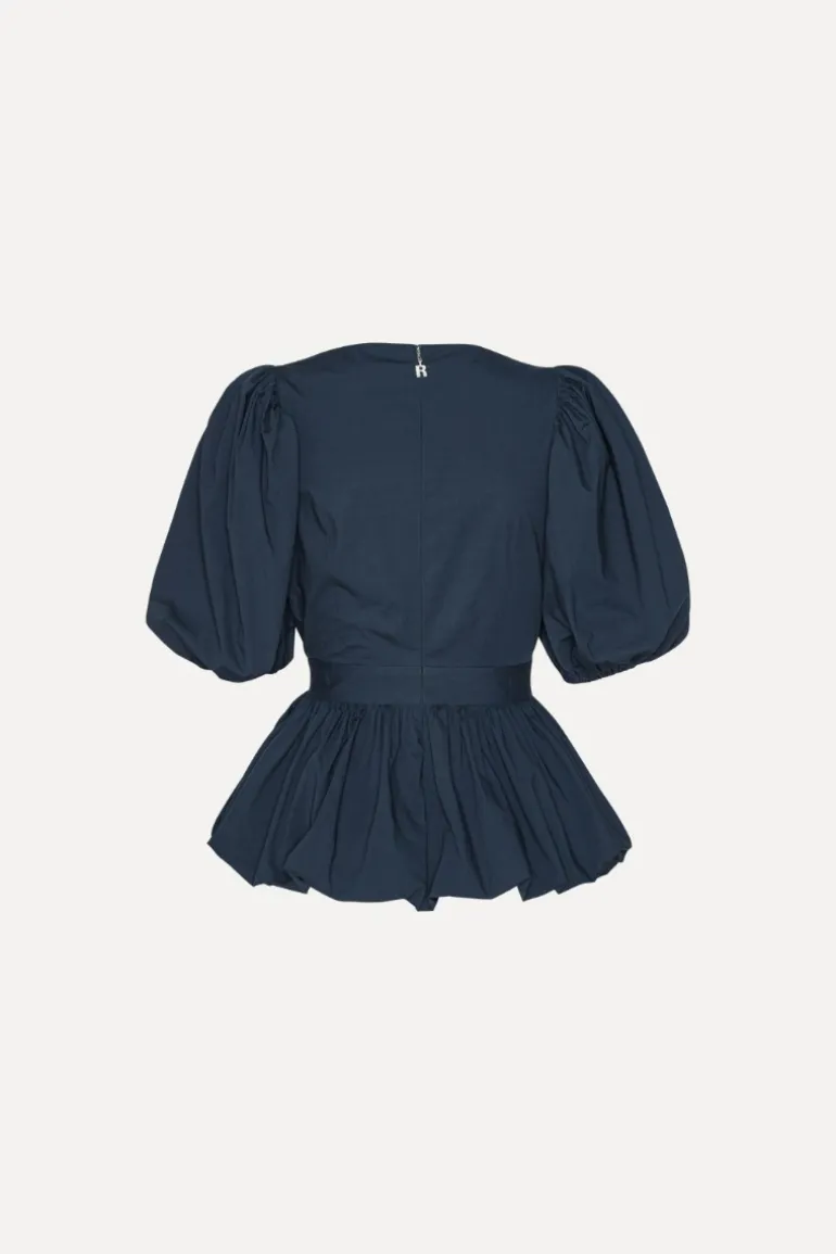 Puff Sleeve Bubble Top Dark Blue