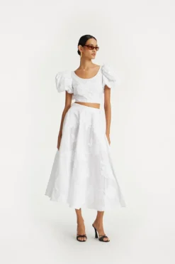 Puff Sleeve Cotton Top Bright White