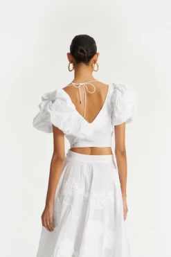 Puff Sleeve Cotton Top Bright White