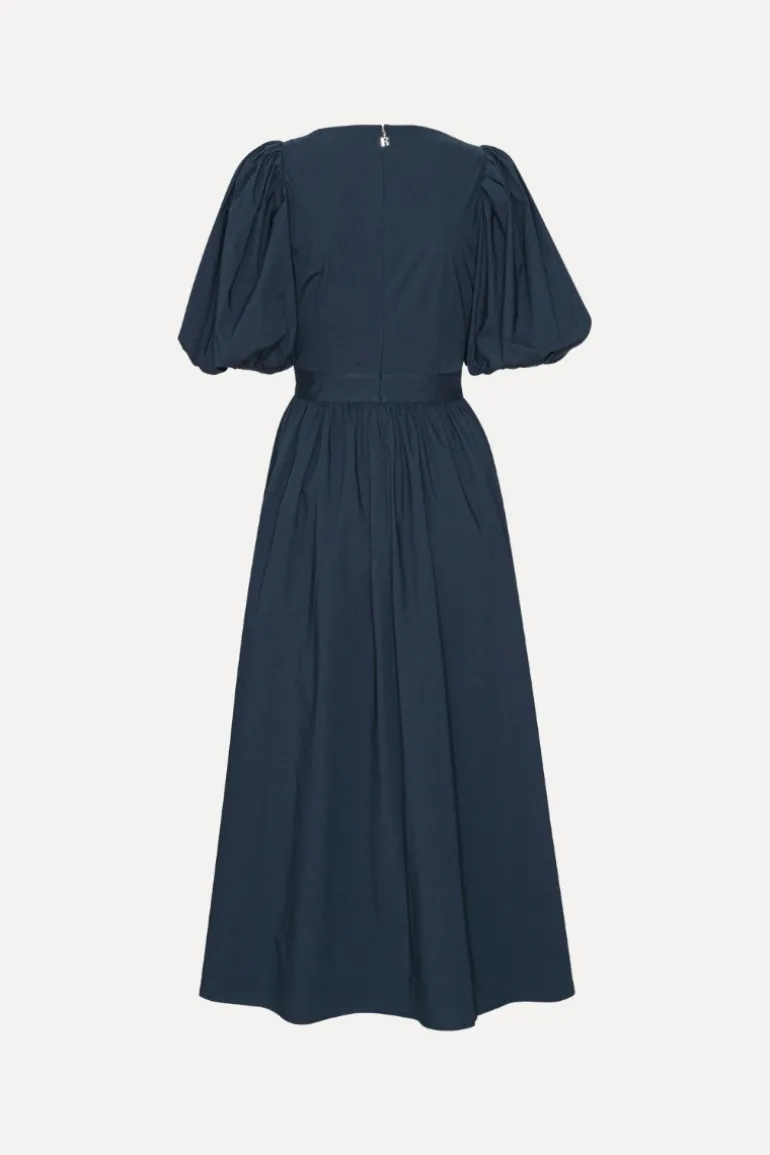 Puff Sleeve Midi Dress Dark Blue