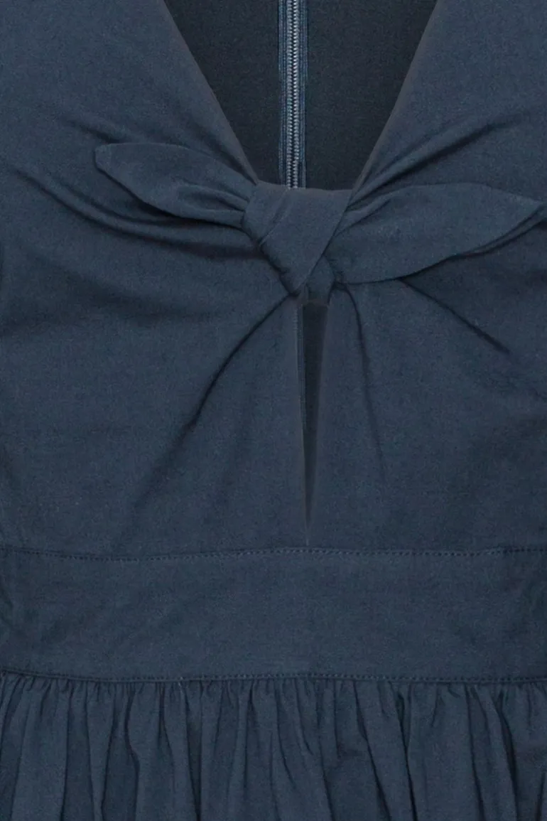 Puff Sleeve Midi Dress Dark Blue