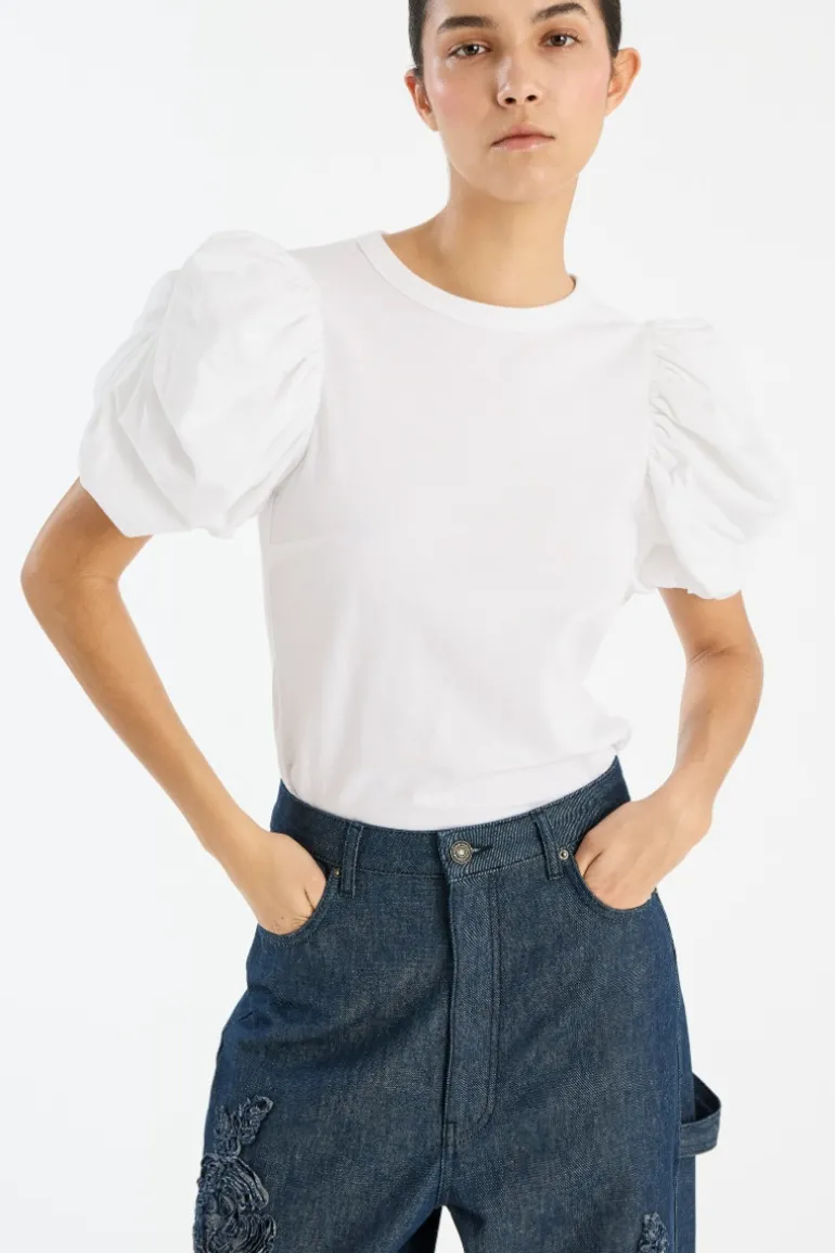 Puff Sleeve T-shirt Bright White