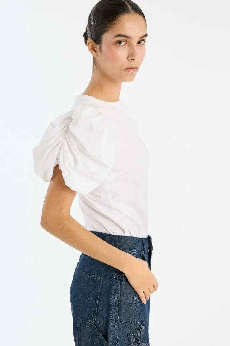 Puff Sleeve T-shirt Bright White