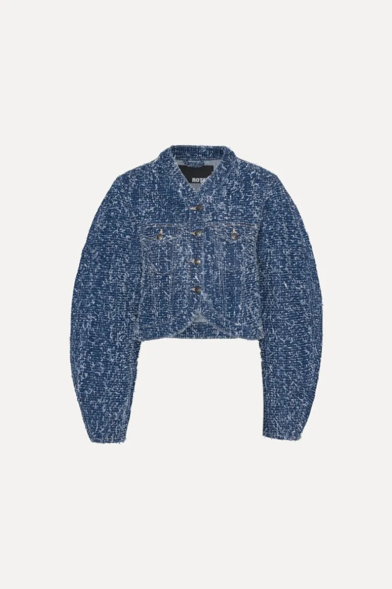 Round Sleeve Denim Jacket Medium Blue