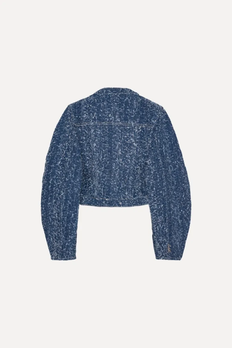 Round Sleeve Denim Jacket Medium Blue