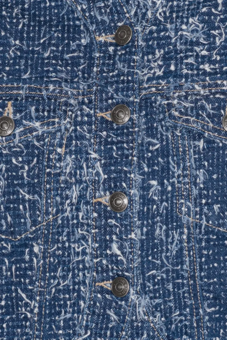 Round Sleeve Denim Jacket Medium Blue