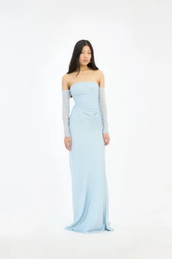 Ruched Maxi Dress Light Blue