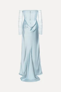 Ruched Maxi Dress Light Blue
