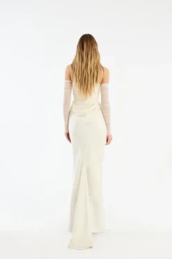 Ruched Maxi Dress White