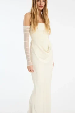 Ruched Maxi Dress White