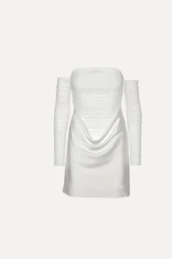 Ruched Mini Dress White