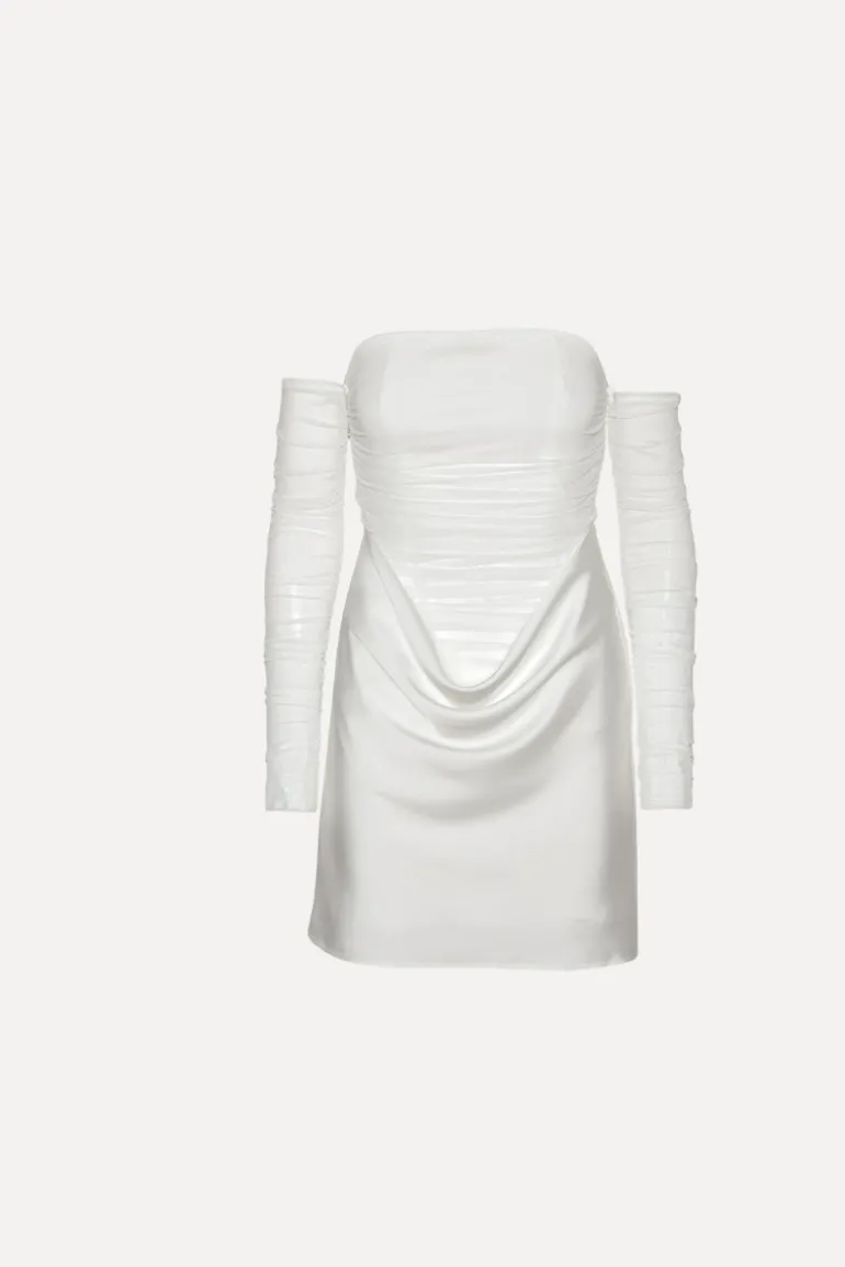 Ruched Mini Dress White