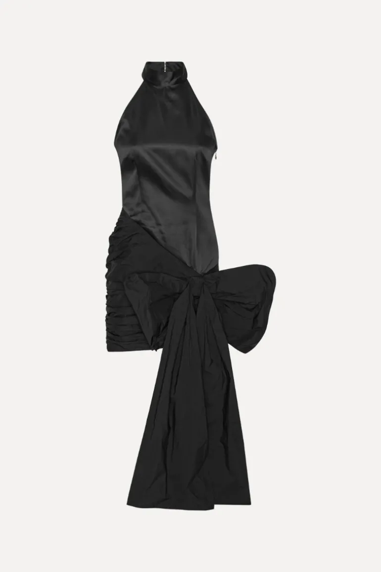 Satin Bow Dress Black