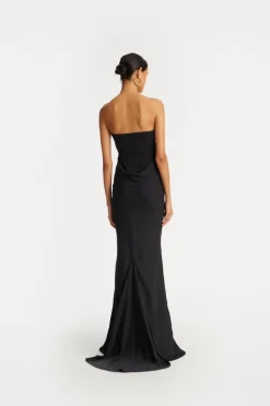 Satin Corset Maxi Dress Black