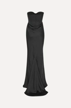 Satin Corset Maxi Dress Black